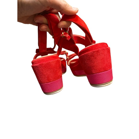 Cole Haan Grand Ambition Red Suede Wedge Sandals W22374 Size 7 - Picture 11 of 16